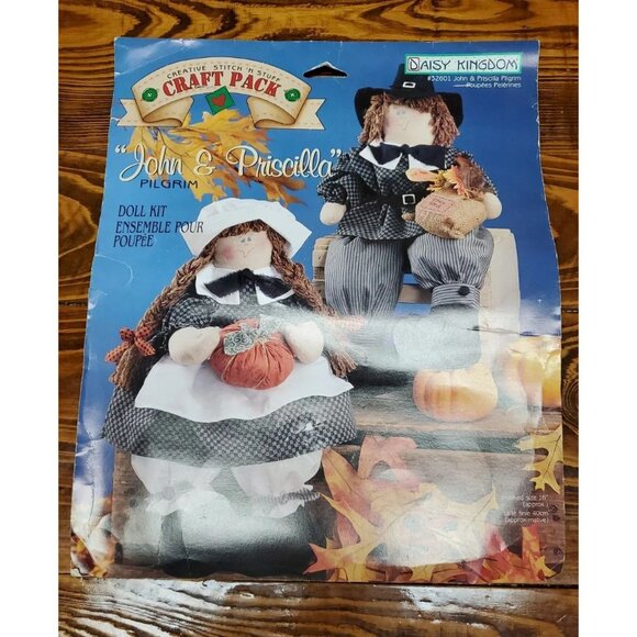 Daisy Kingdom John & Priscilla Pilgrim Doll Kit #32601 Craft Pack Thanksgiving - Picture 2 of 5